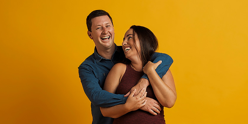 Peoplecare couple hugging and laughing